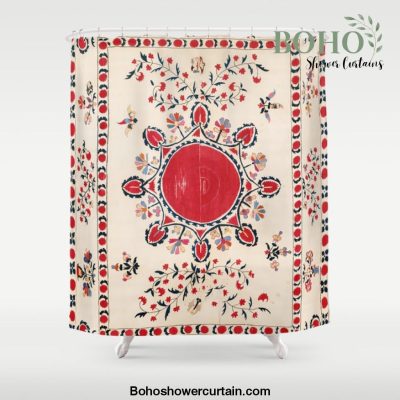 Tashkent Suzani Kokand Uzbekistan Embroidery Print Shower Curtain Offical Boho Shower Curtain Merch