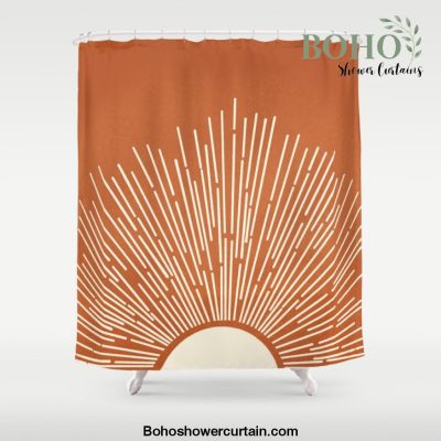 Terracota Minimalist Sun Shower Curtain Offical Boho Shower Curtain Merch