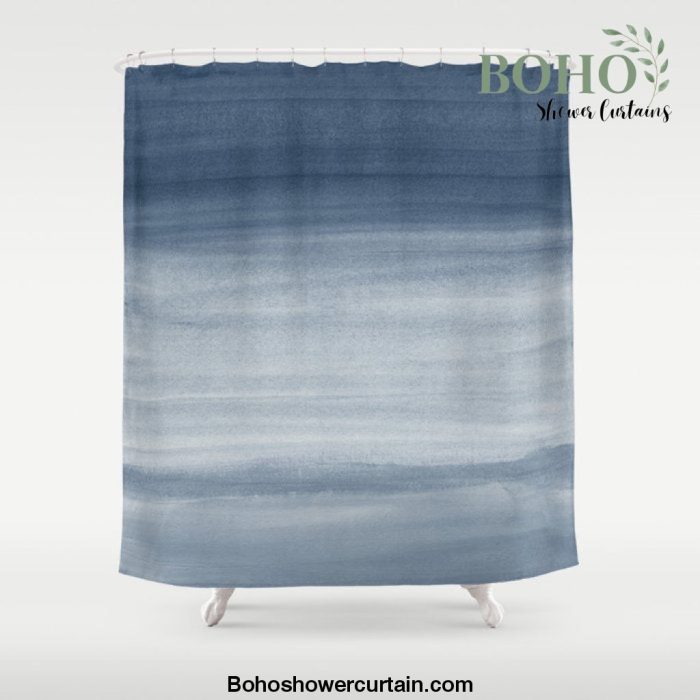 Touching Navy Blue Watercolor Abstract #1 #painting #decor #art #society6 Shower Curtain Offical Boho Shower Curtain Merch