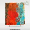 Turquoise and Red Swirls Shower Curtain Offical Boho Shower Curtain Merch