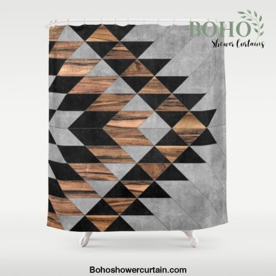 Urban Tribal Pattern No.10 - Aztec - Concrete and Wood Shower Curtain Offical Boho Shower Curtain Merch