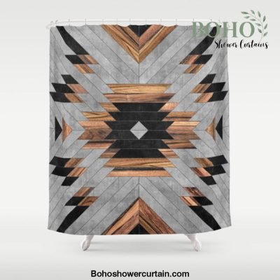 Urban Tribal Pattern No.6 - Aztec - Concrete and Wood Shower Curtain Offical Boho Shower Curtain Merch