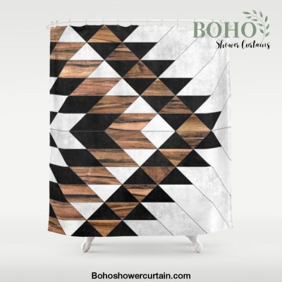 Urban Tribal Pattern No.9 - Aztec - Concrete and Wood Shower Curtain Offical Boho Shower Curtain Merch