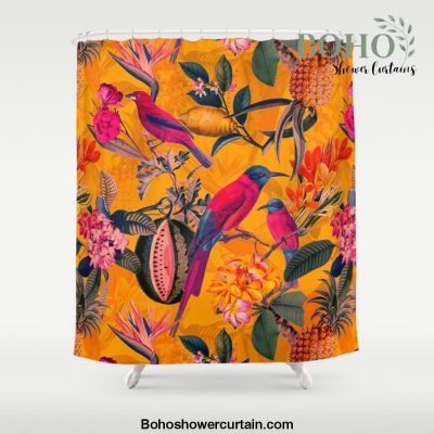 Vintage And Shabby Chic - Colorful Summer Botanical Jungle Garden Shower Curtain Offical Boho Shower Curtain Merch