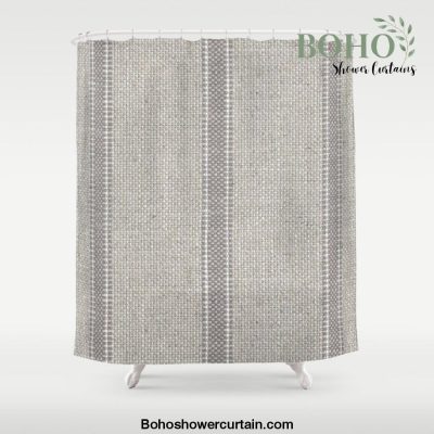 Vintage farmhouse Grain sack Stripes linen Shower Curtain Offical Boho Shower Curtain Merch