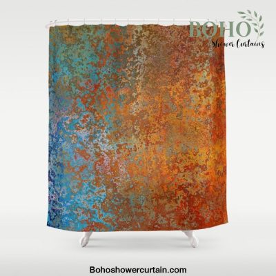 Vintage Rust, Copper and Blue Shower Curtain Offical Boho Shower Curtain Merch