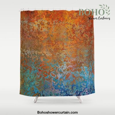 Vintage Rust, Terracotta and Blue Shower Curtain Offical Boho Shower Curtain Merch