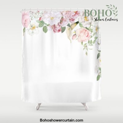 Vintage & Shabby Chic - Blush Antique Roses Frame Shower Curtain Offical Boho Shower Curtain Merch