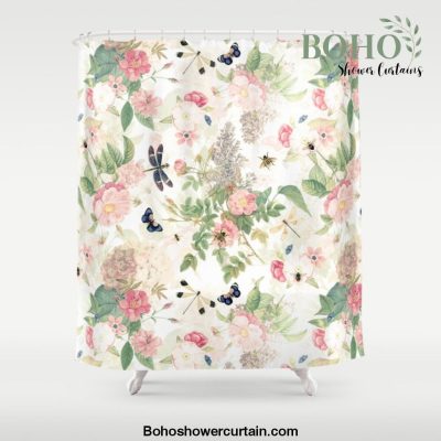Vintage & Shabby Chic - Botanical Flower Roses Garden Shower Curtain Offical Boho Shower Curtain Merch
