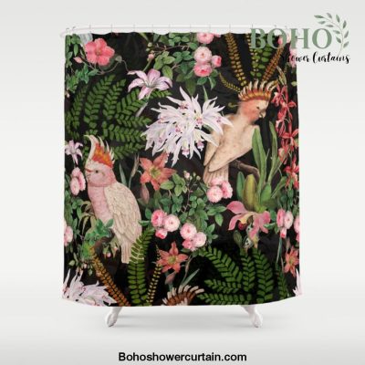 Vintage & Shabby Chic - Botanical Tropical Night Pattern Shower Curtain Offical Boho Shower Curtain Merch