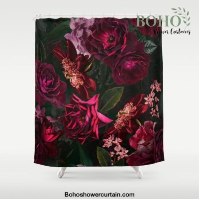 Vintage & Shabby Chic - Night Botanical Flower Roses Garden Shower Curtain Offical Boho Shower Curtain Merch