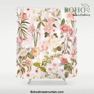 Vintage & Shabby Chic - Pink Sepia Summer Flowers Shower Curtain Offical Boho Shower Curtain Merch