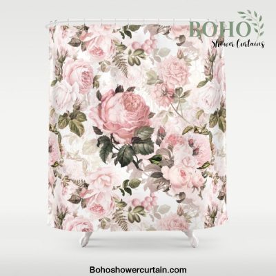 Vintage & Shabby Chic - Sepia Pink Roses Shower Curtain Offical Boho Shower Curtain Merch