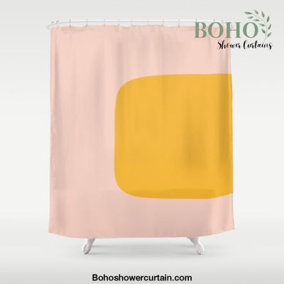 Warm Simplicity - Blush Pink and Mustard Minimalism Shower Curtain Offical Boho Shower Curtain Merch