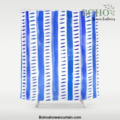 Watercolor lines - blue Shower Curtain Offical Boho Shower Curtain Merch