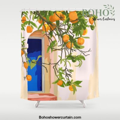Wherever you go, go with all your heart | Summer Travel Morocco Boho Oranges | Architecture Building Shower Curtain Offical Boho Shower Curtain Merch