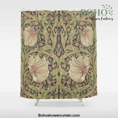 William Morris Vintage Pimpernel Bullrush Russet Shower Curtain Offical Boho Shower Curtain Merch