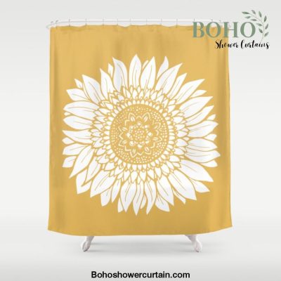 Yellow Sunflower Drawing Shower Curtain Offical Boho Shower Curtain Merch